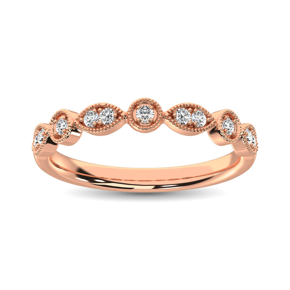 14K Rose Gold 1/8 Ct.Tw.Diamond Stackable Band