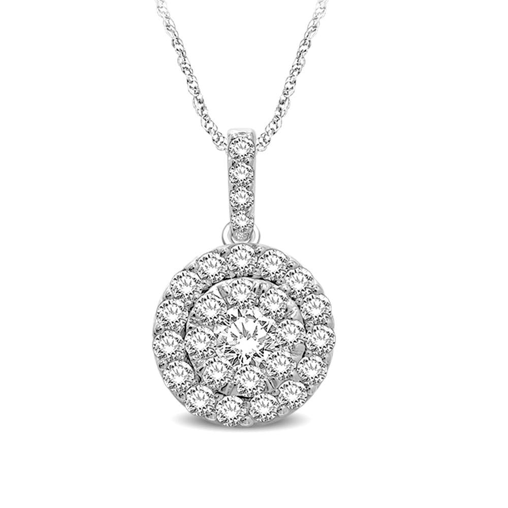 14K White Gold 3/4 Ctw Invisible Diamond Fashion Pendant