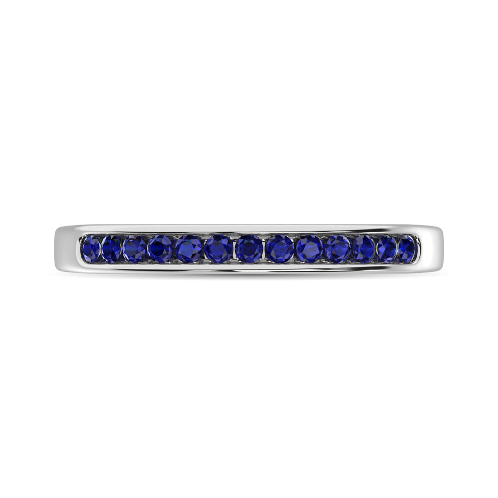 14K White Gold 1/4 Ctw Blue Sapphire Machine Band