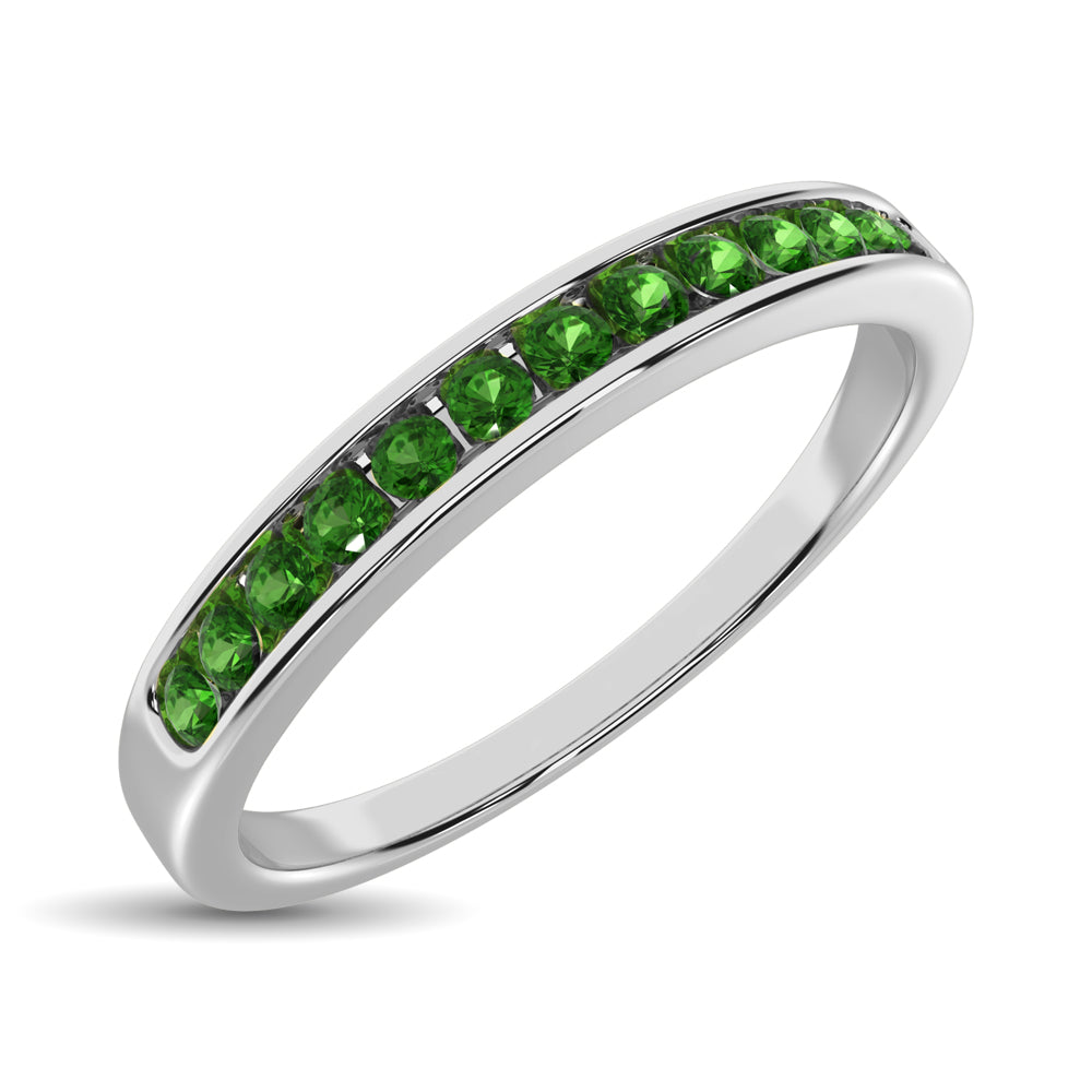 14K White Gold 1/5 Ctw Tsavorite Machine Band