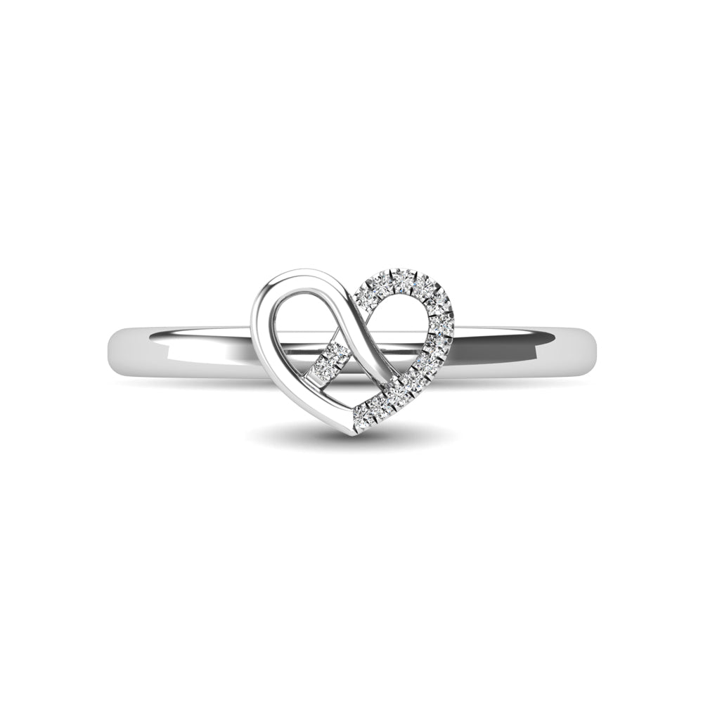 10K White Gold Diamond Accent Heart Ring