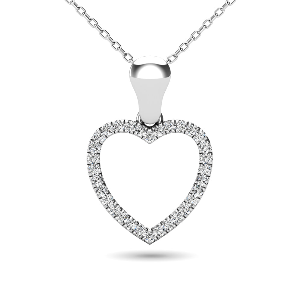 10K White Gold 1/10 Ctw Diamond Heart Pendant