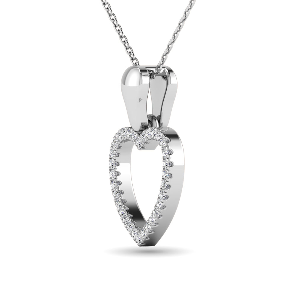 10K White Gold 1/10 Ctw Diamond Heart Pendant