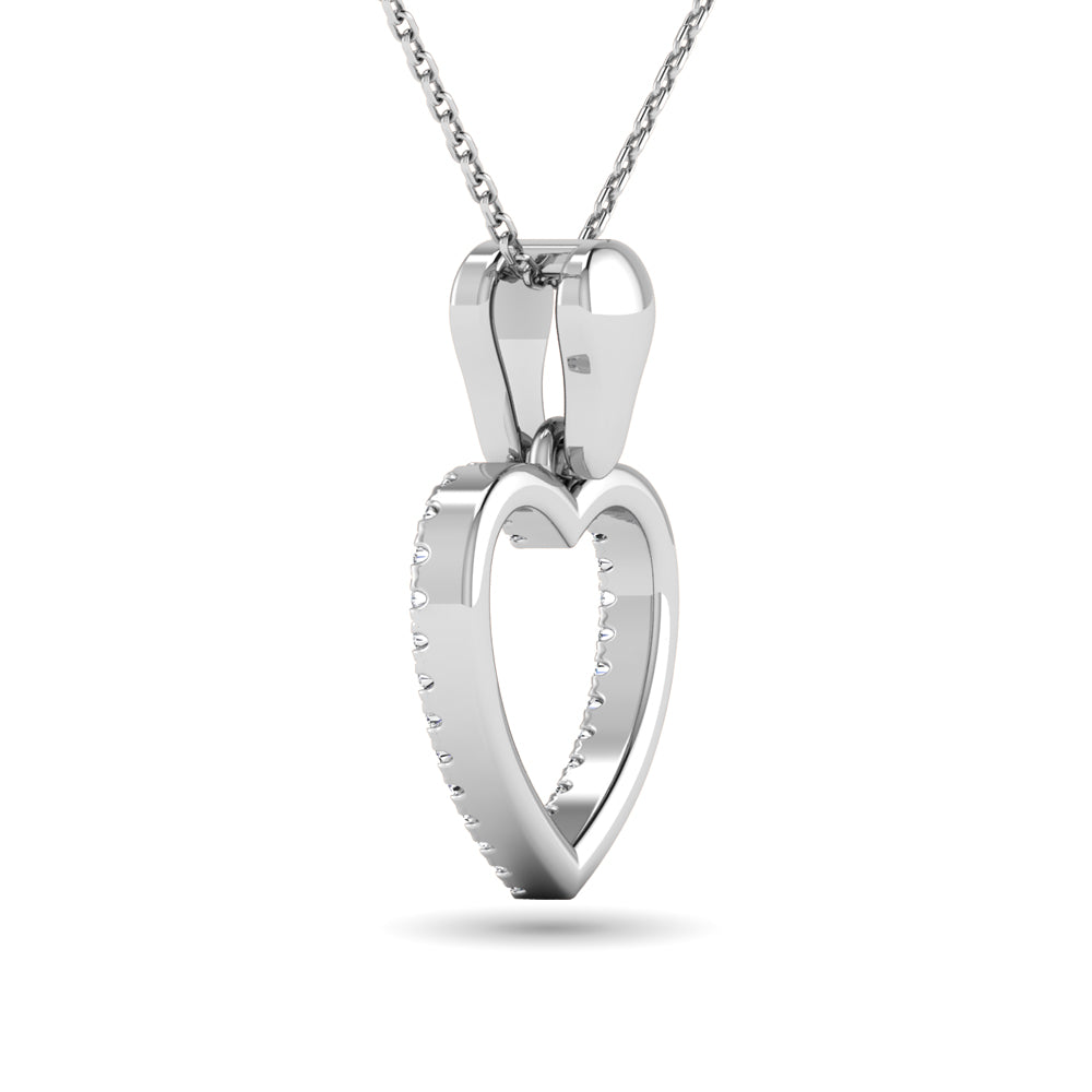 10K White Gold 1/10 Ctw Diamond Heart Pendant