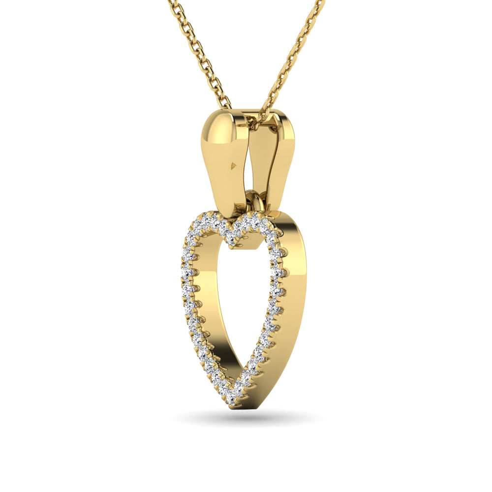 10K Yellow Gold 1/10 Ctw Diamond Heart Pendant