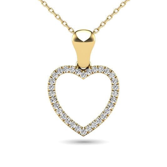 10K Yellow Gold 1/10 Ctw Diamond Heart Pendant