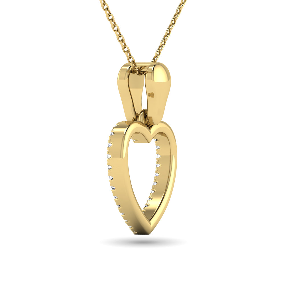 10K Yellow Gold 1/10 Ctw Diamond Heart Pendant