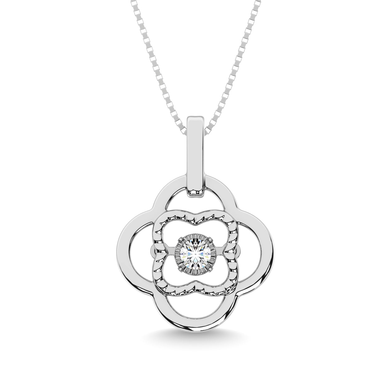 Sterling Silver Moving Diamond Accent Pendant