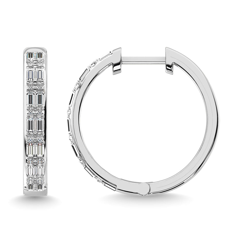 Diamond 1/3 Ct.Tw. Hoop Earrings in 10K White Gold