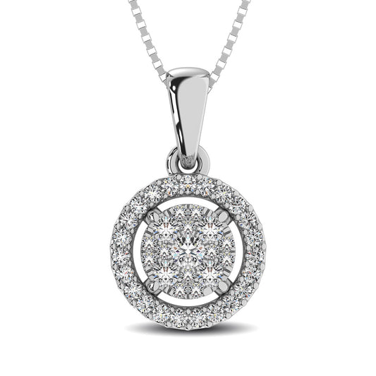 Diamond 1/4 Ct.Tw. Round Double Frame Pendant