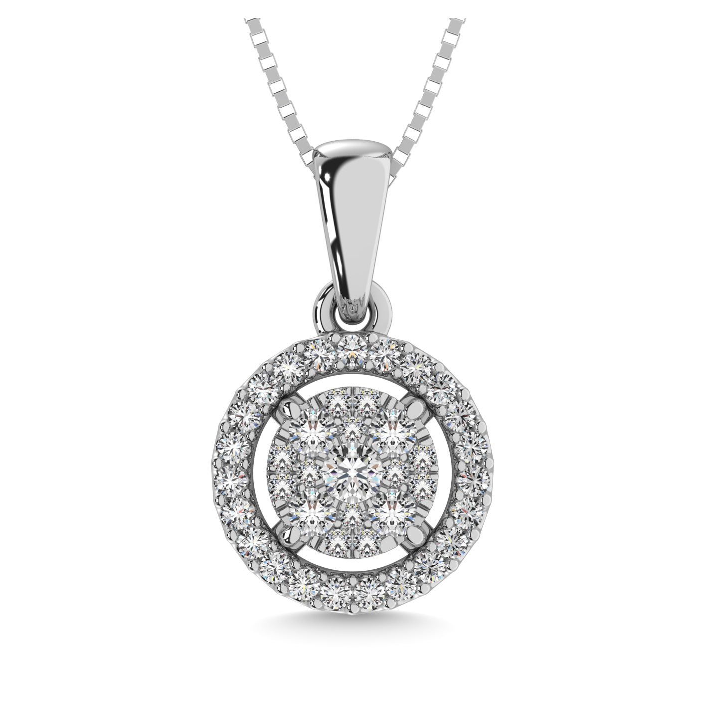 Diamond 1/4 Ct.Tw. Round Double Frame Pendant