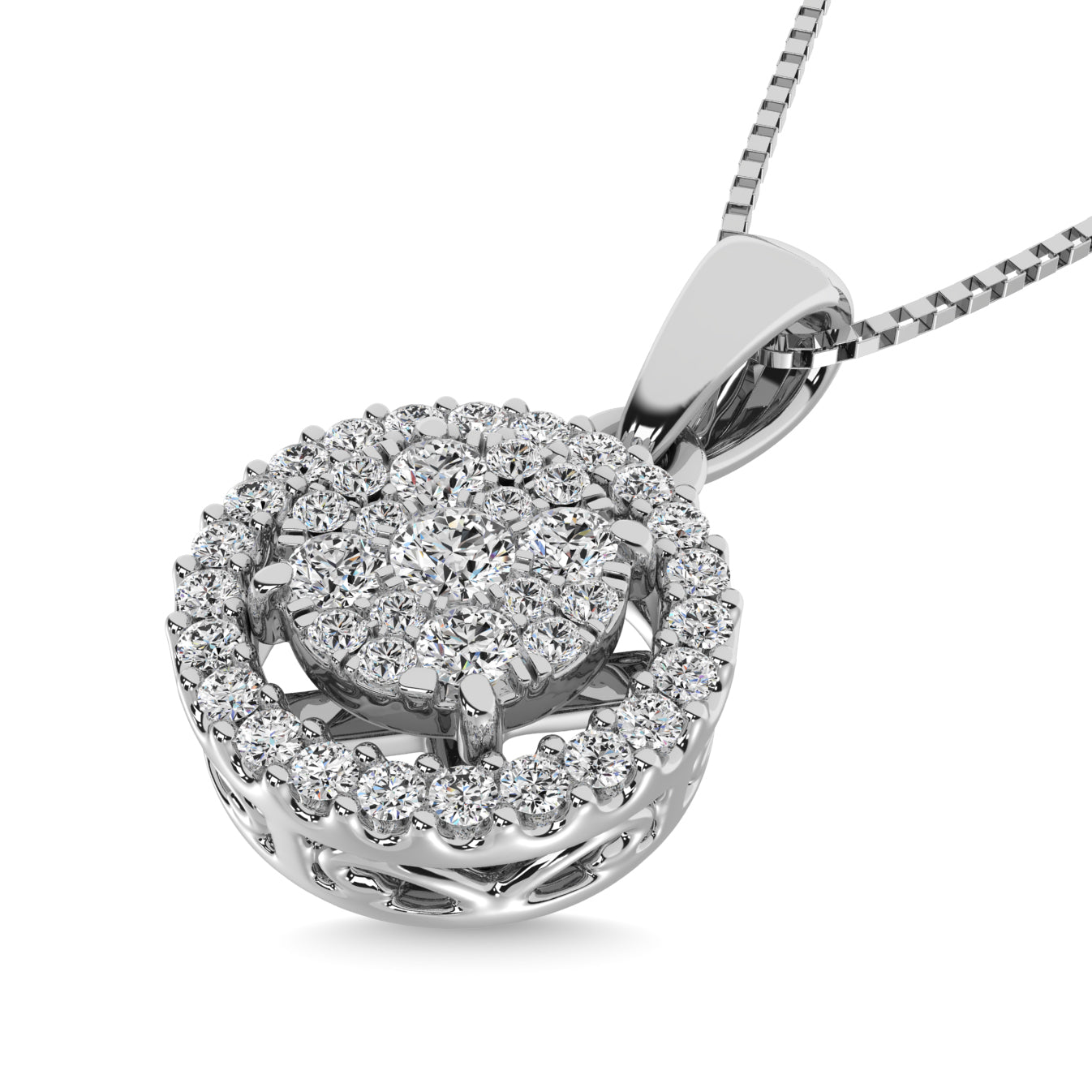 Diamond 1/4 Ct.Tw. Round Double Frame Pendant