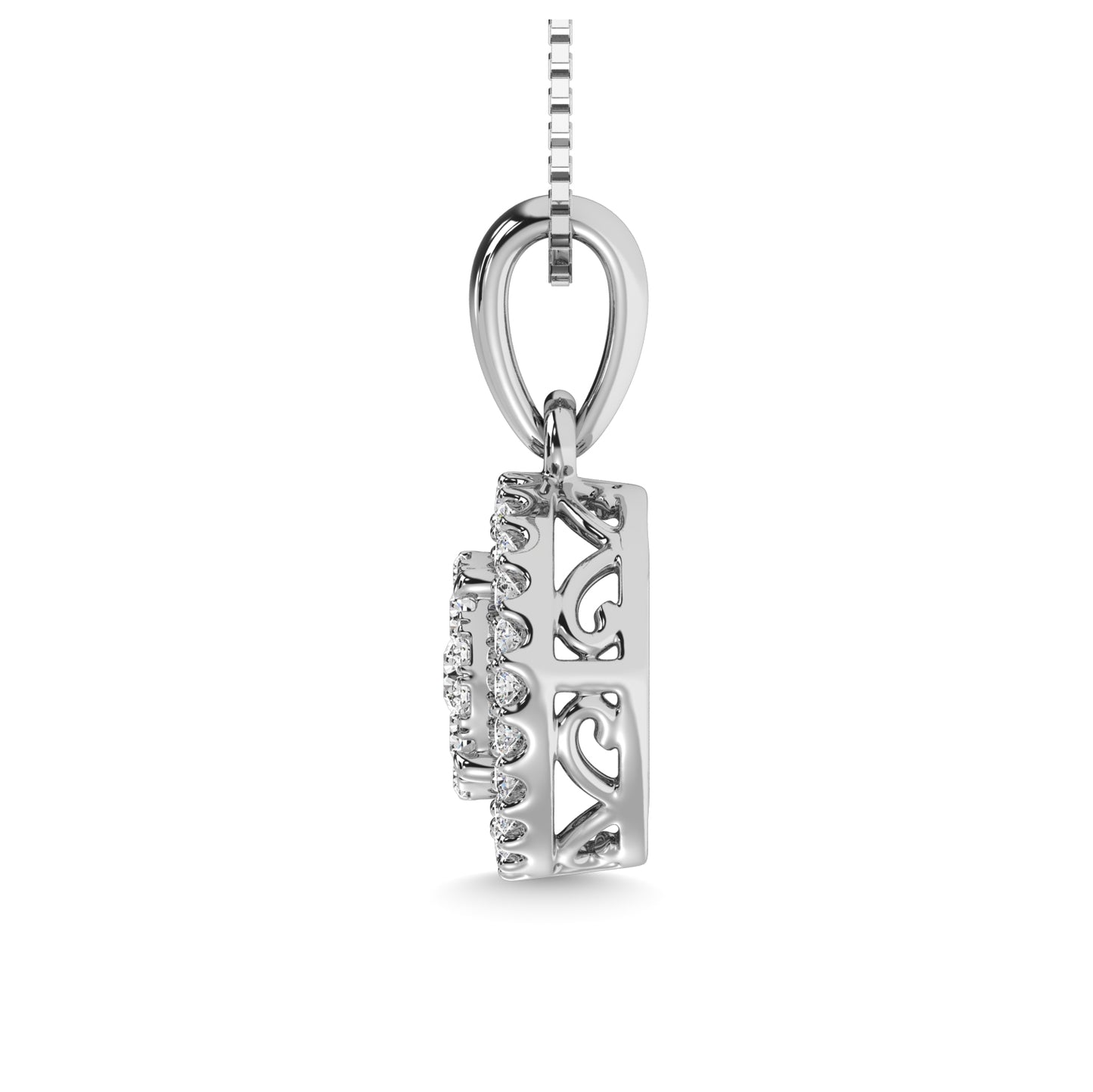 Diamond 1/4 Ct.Tw. Round Double Frame Pendant