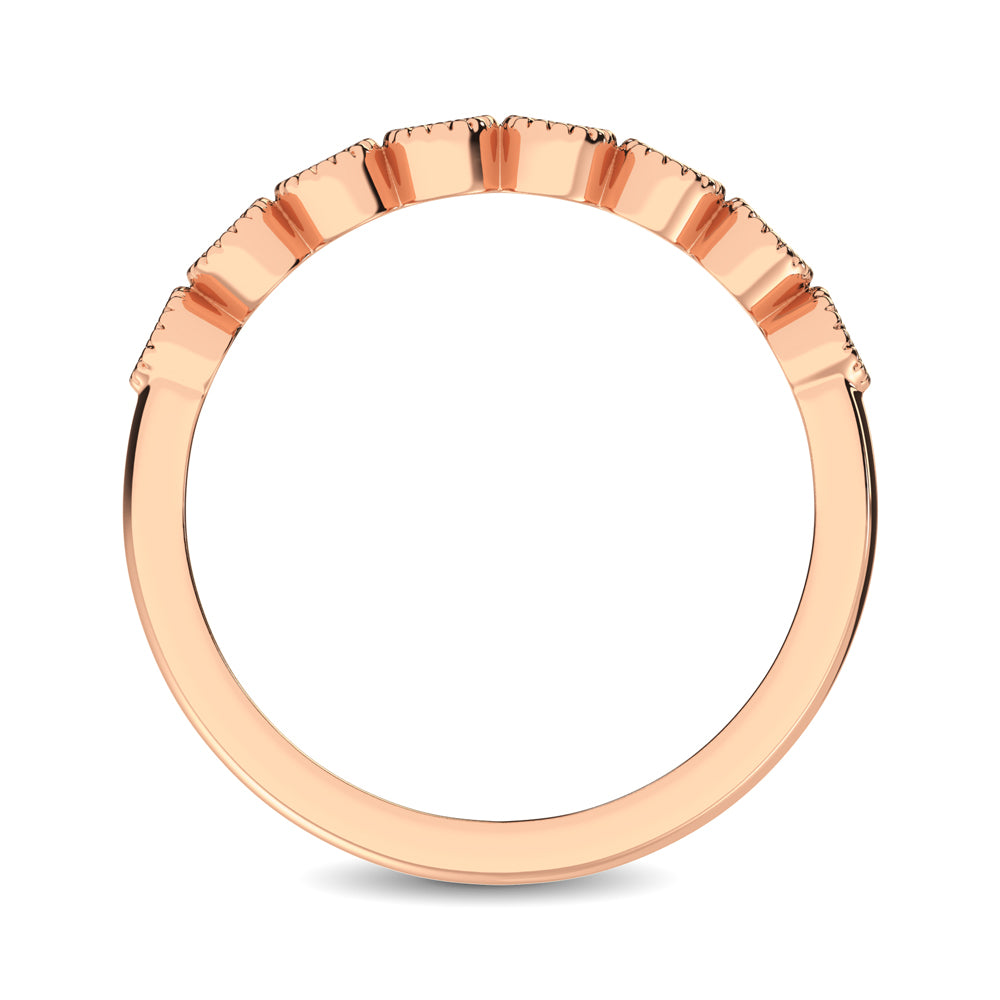 Diamond 1/4 Ctw Stackable Bezel Band with Beaded Setting in 14K Rose Gold