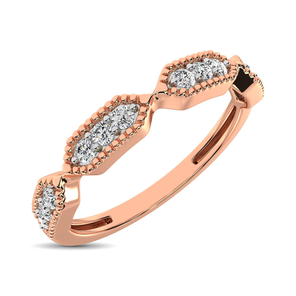 Beaded Style Band set with 1/6 Ctw Diamond in 14K Rose Gold