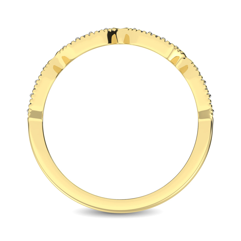 Beaded Style Band set with 1/6 Ctw Diamond in 14K Yellow Gold