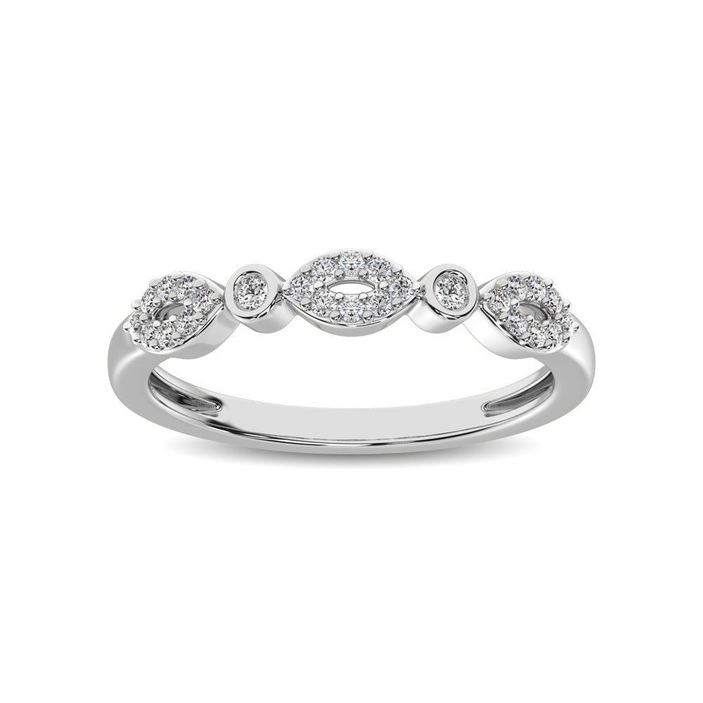 Round and Marquise Shape 1/6 Ctw Diamond Stackable Band