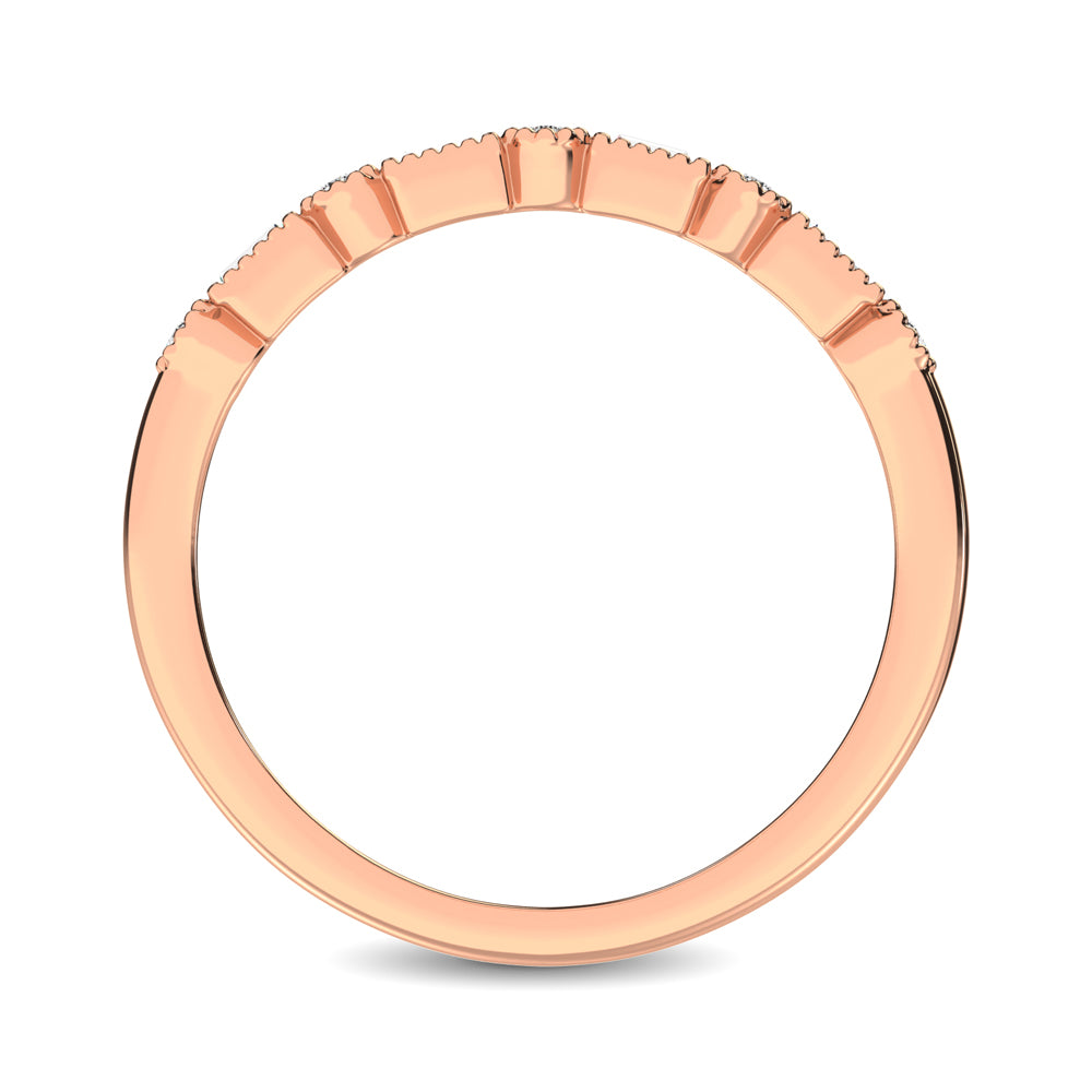 14K Rose Gold 1/10 Ctw Round and Tapper Diamond Band Ring