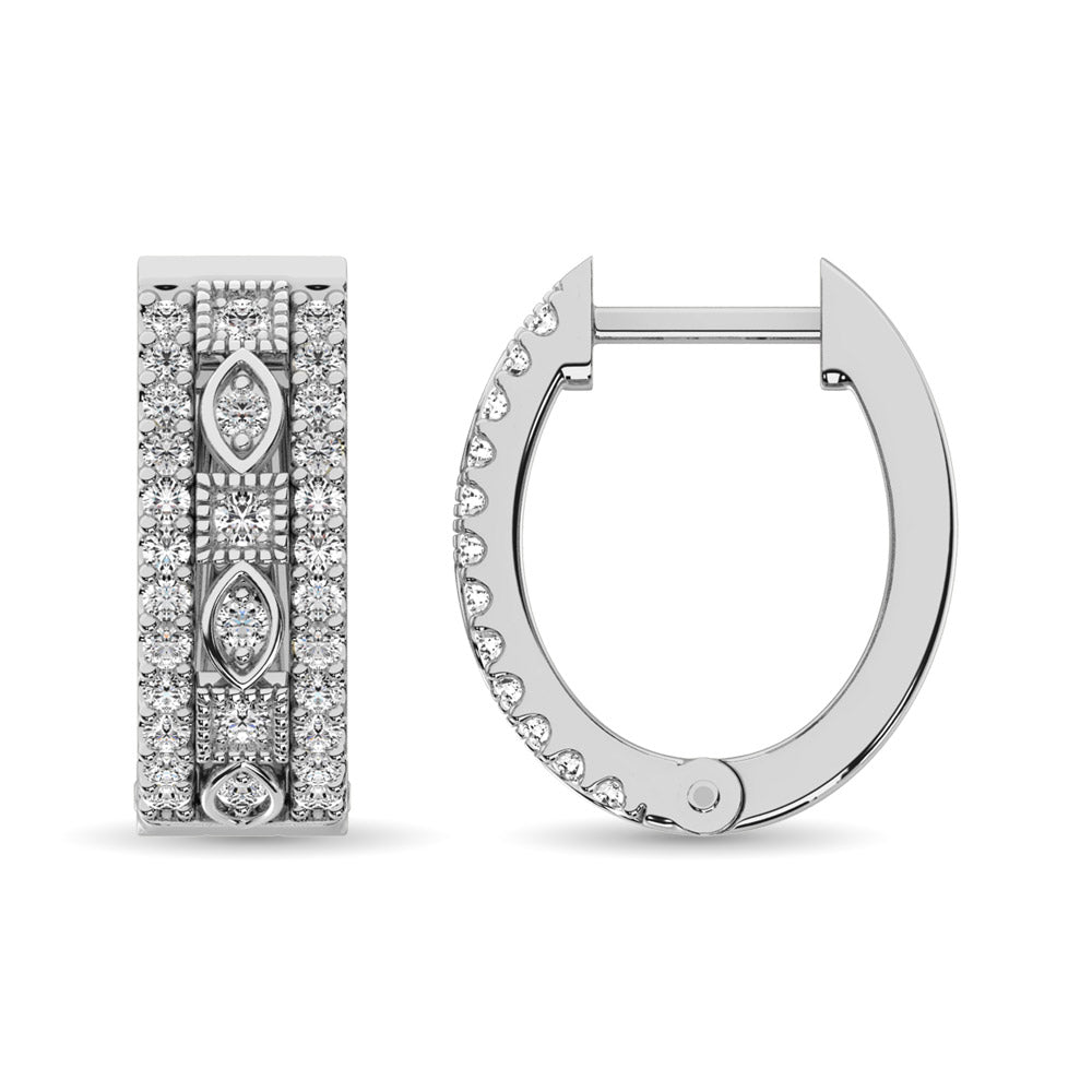 Diamond 3/8 Ct.Tw. Hoop Earrings  in 14K White Gold