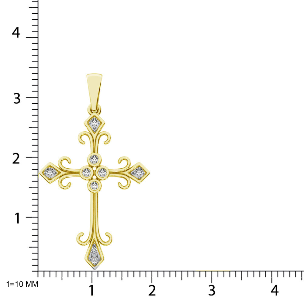 Diamond 1/10 Ct.Tw. Cross Pendant in 10K Yellow Gold