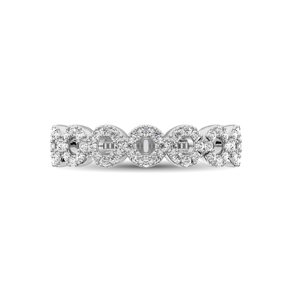 14K White Gold 1/3 Ct.Tw. Diamond 7 Station Stackable Band