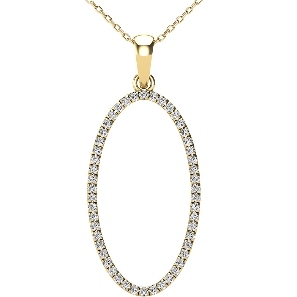 Diamond 1/5 Ct.Tw Oval Shape Pendant in 10K Yellow Gold