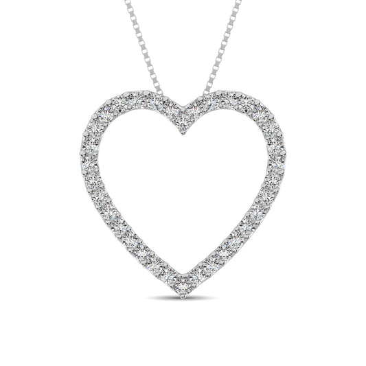 10K White Gold Diamond 1/2 Ct.Tw. Heart Pendant