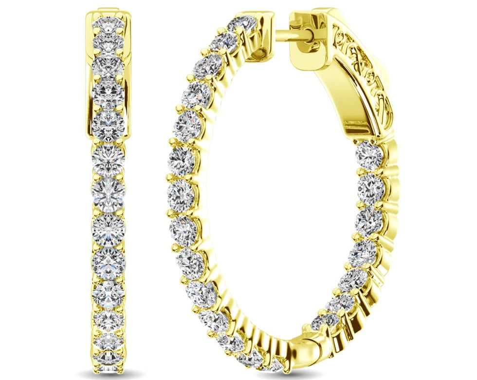 10K Yellow Gold Diamond 1/2 Ct.Tw. In and Out Hoop Earrings
