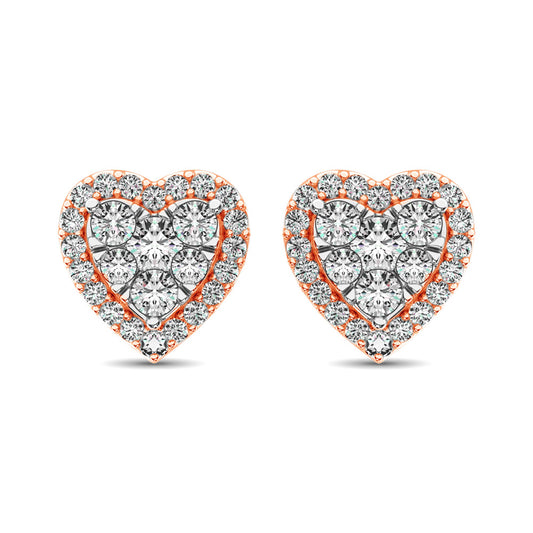 Diamond 3/4 ct tw Heart Earrings  in 14K Rose Gold