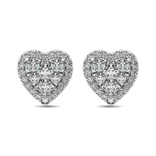 Diamond 3/4 ct tw Heart Earrings  in 14K White Gold