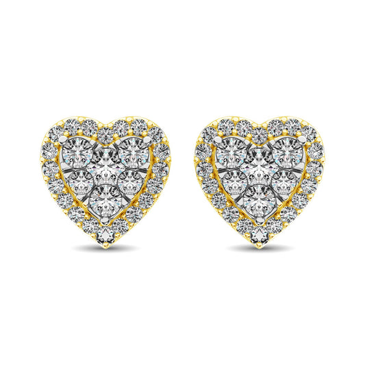 Diamond 3/4 ct tw Heart Earrings  in 14K Yellow Gold