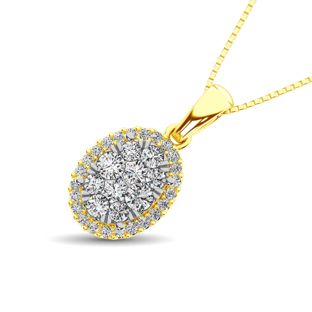 Diamond Fashion Pendant 5/8 ct tw Round Cut in 14K Yellow Gold