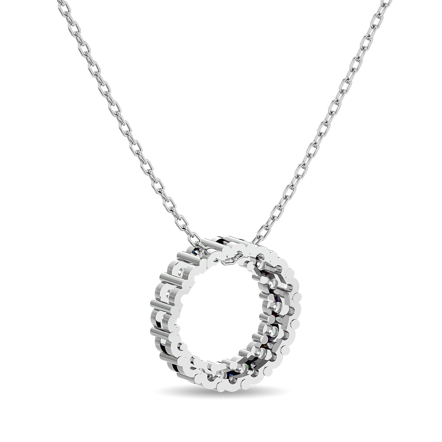 Diamond 1/4 Ct.Tw. Circle Pendant in 14K White Gold