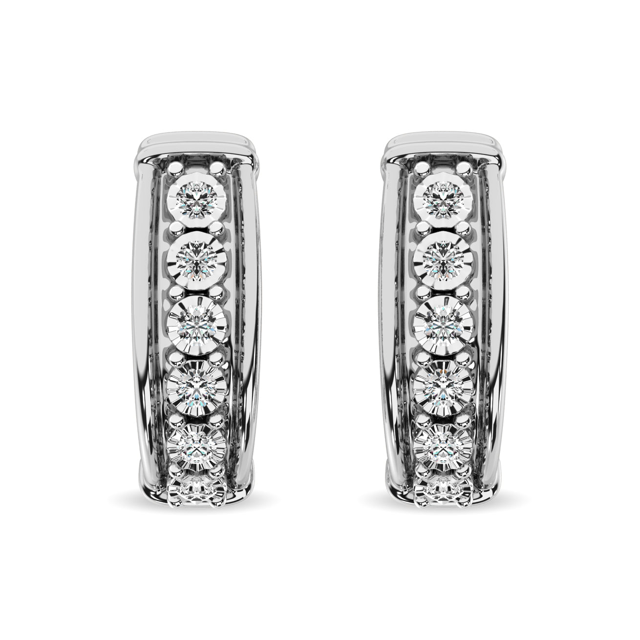 Diamond Hoop Earrings 1/10 ct tw in Sterling Silver