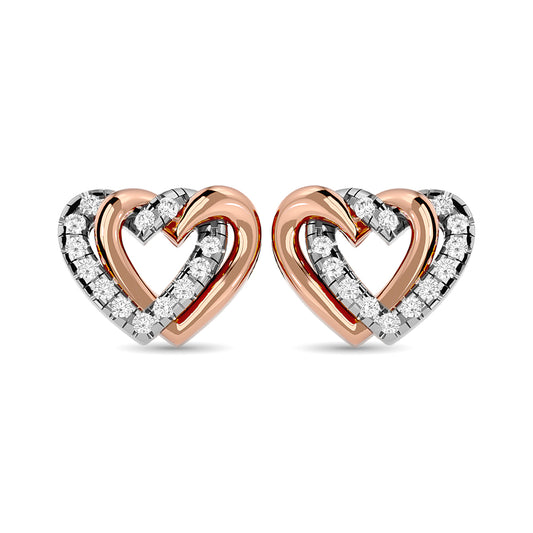 Diamond Duel Heart earrings 1/6 ct tw in 10K Rose Gold