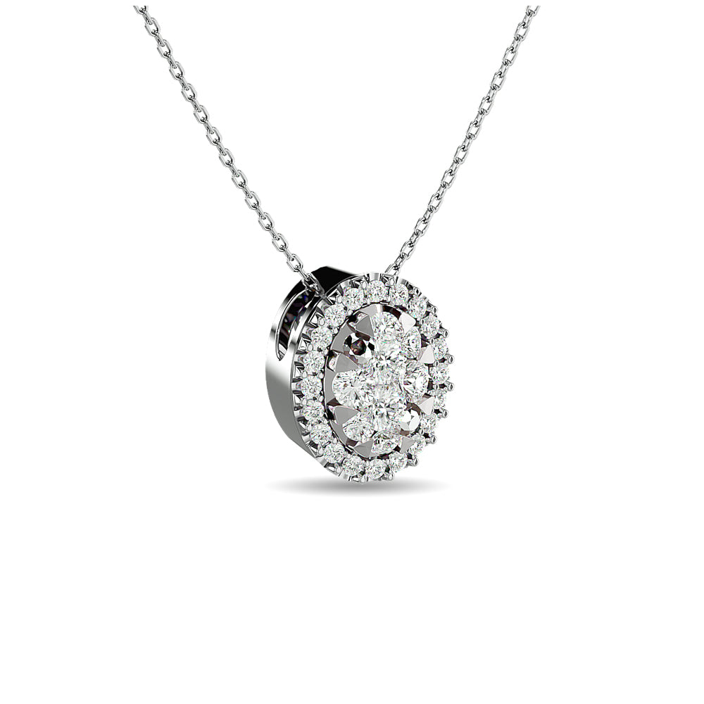 Diamond 1/2 ct tw Oval Shape Cluster Pendant  in 14K White Gold