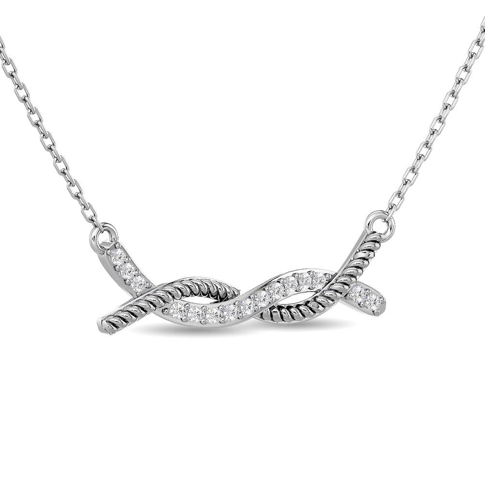 Diamond Round Cut  Fashion Necklace 1/6 ct tw in 10K White Gold