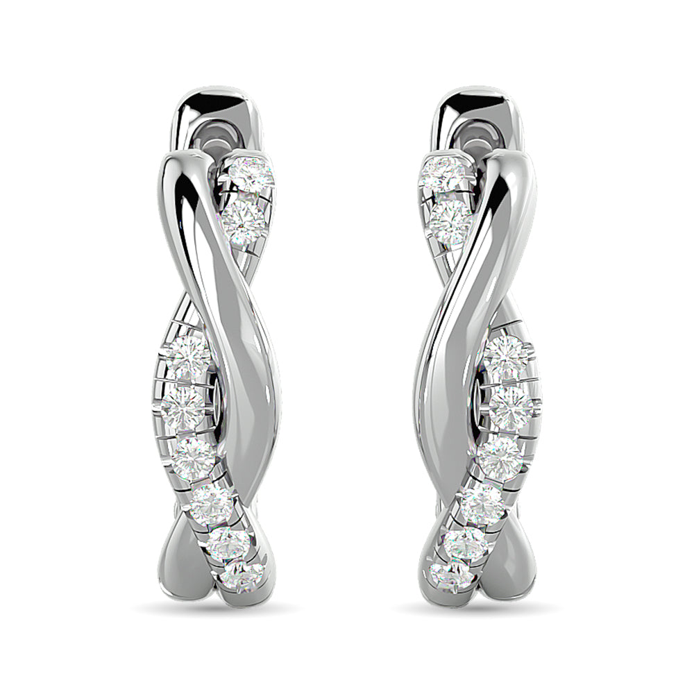 Diamond Hoop earrings 1/5 ct tw in 10K White Gold