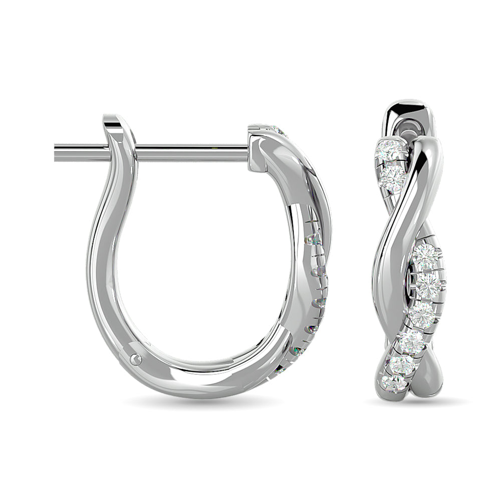 Diamond Hoop earrings 1/5 ct tw in 10K White Gold