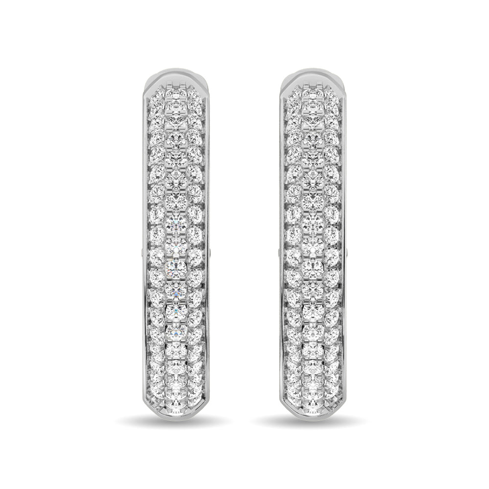 Diamond 1 1/6 ct tw Hoop Earrings in 14K White Gold