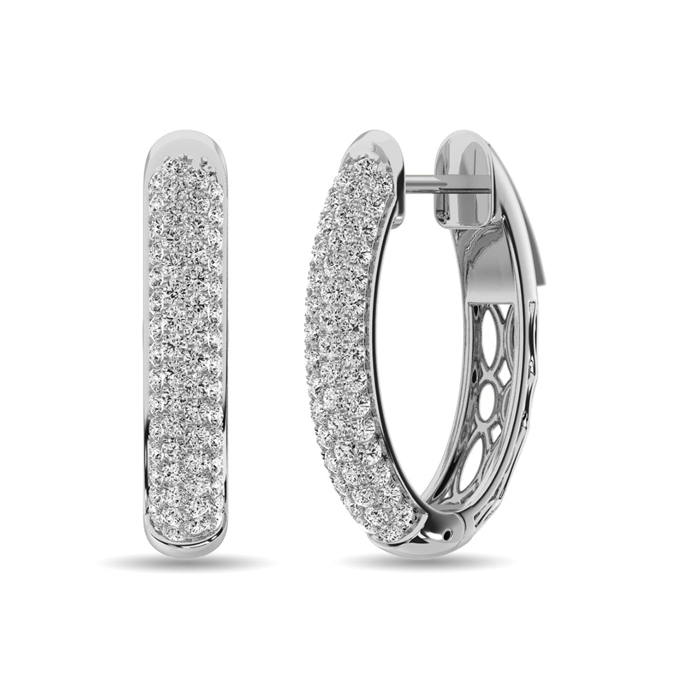 Diamond 1 ct tw Hoop Earrings in 14K White Gold