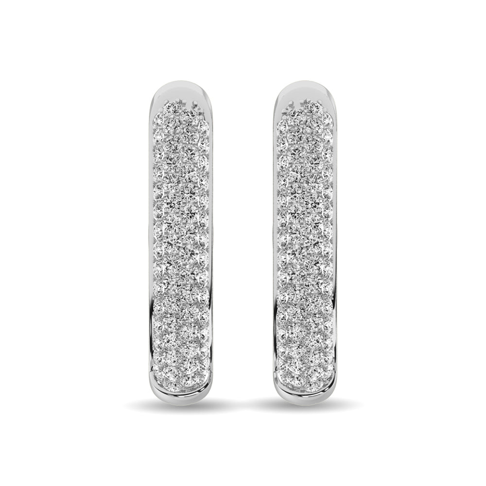 Diamond 1 ct tw Hoop Earrings in 14K White Gold