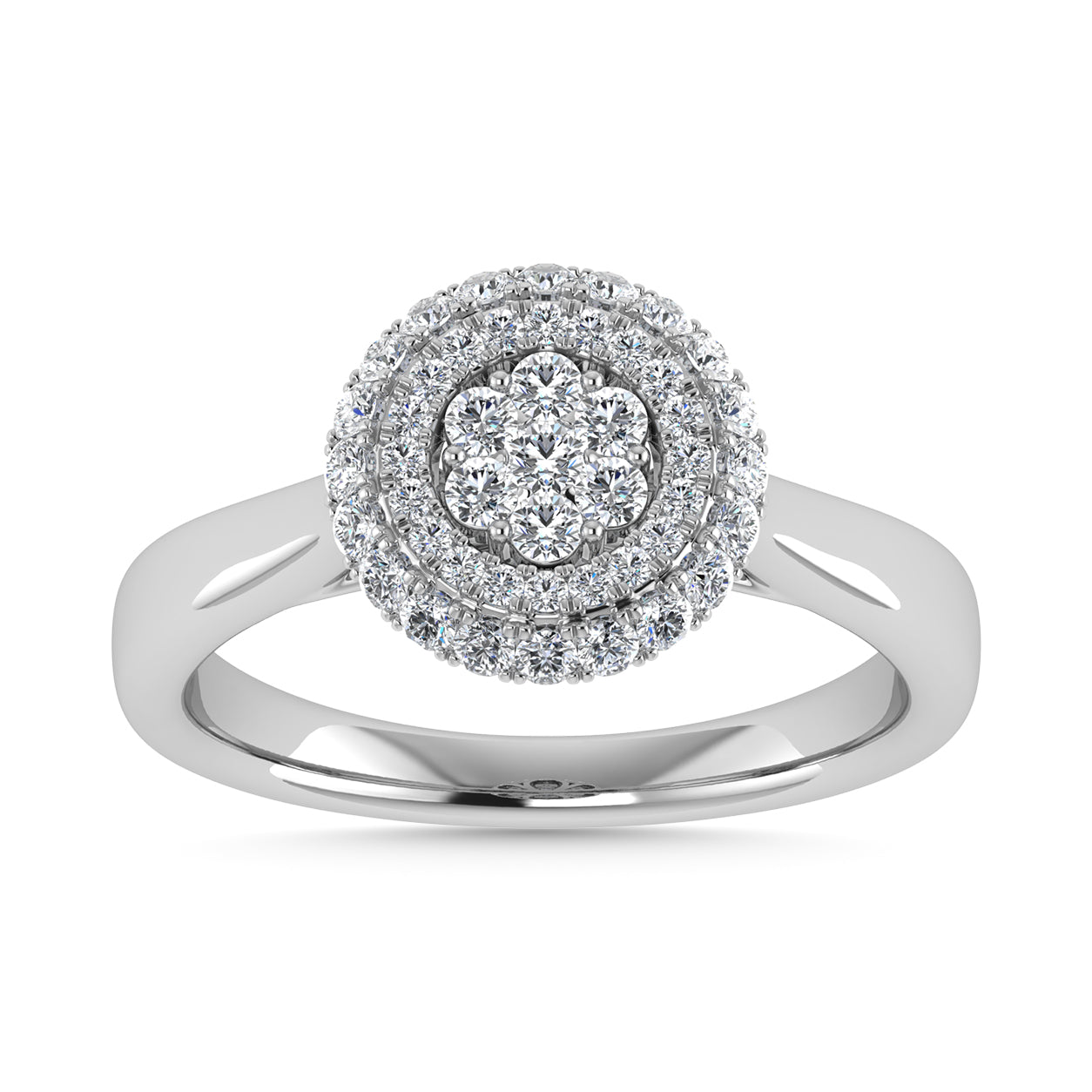 Diamond 1/2 Ct.Tw. Cluster Fashion Ring in 14K White Gold