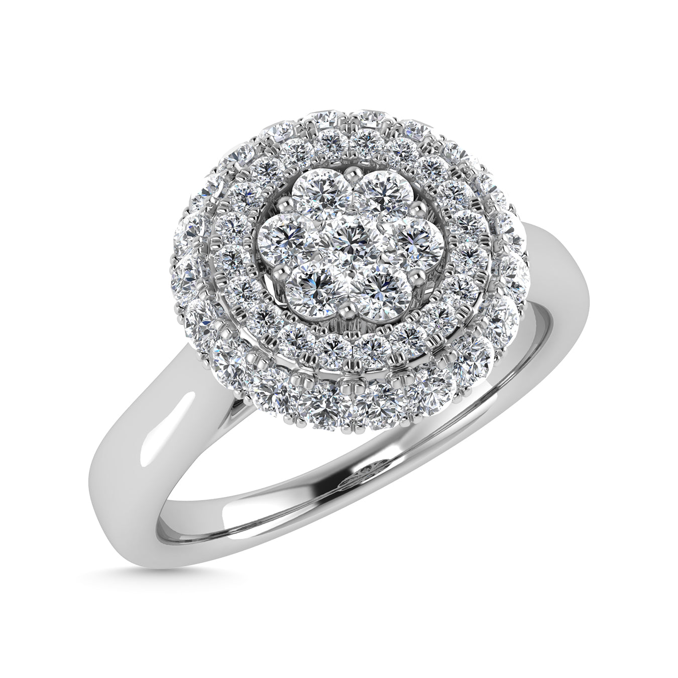 Diamond 1/2 Ct.Tw. Cluster Fashion Ring in 14K White Gold