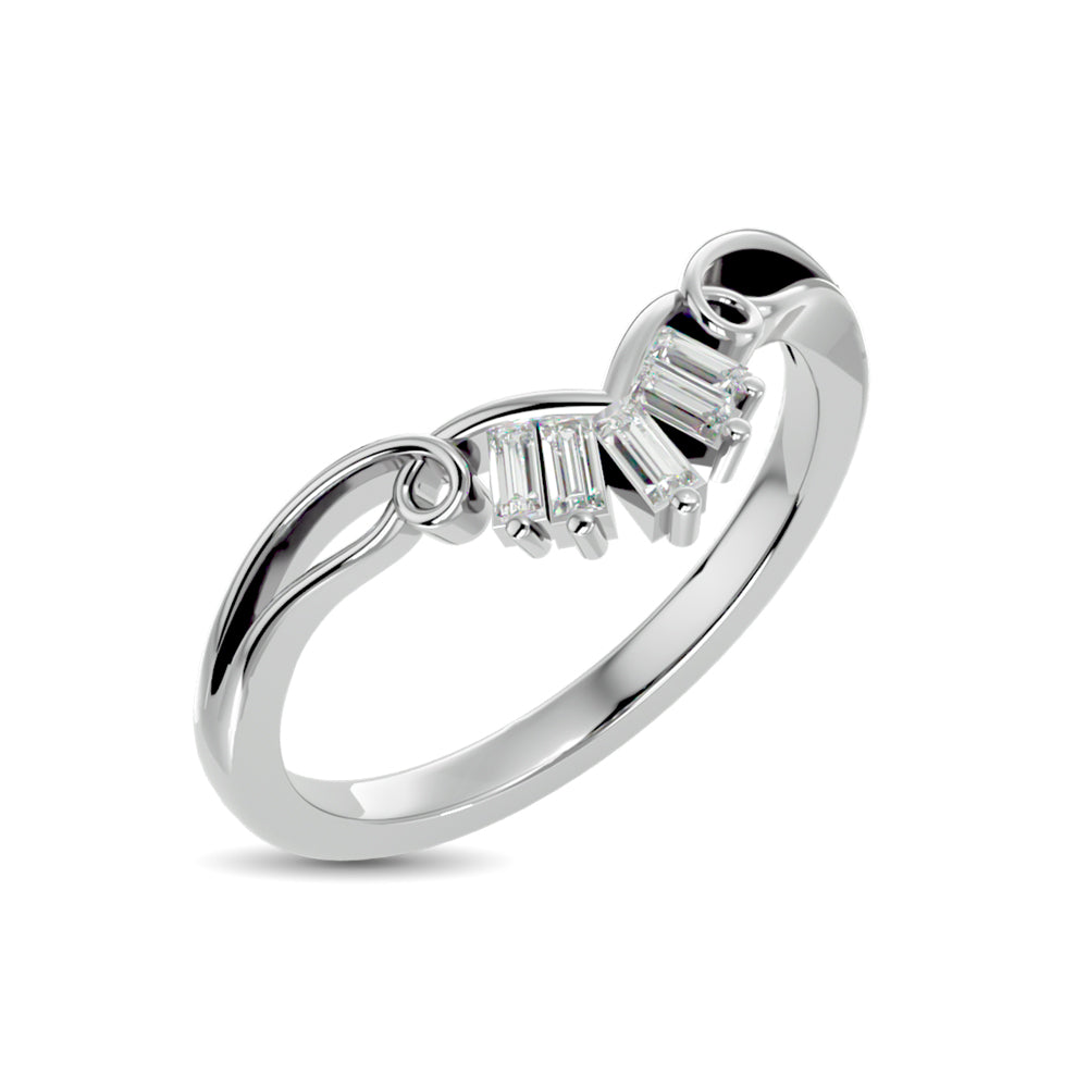 10KT WHITE GOLD 1/8CT TW DIAMOND CHEVRON BAND