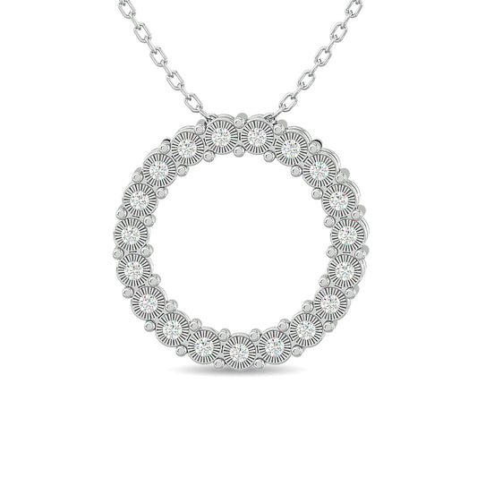 Diamond 1/6 ct tw Circle Fashion Pendant in Sterling Silver
