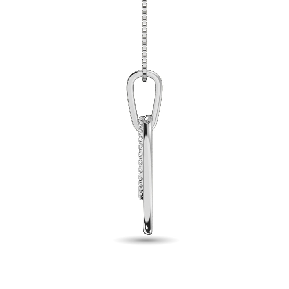 Diamond 1/8 ct tw Duel Circle Pendant in 10K White Gold