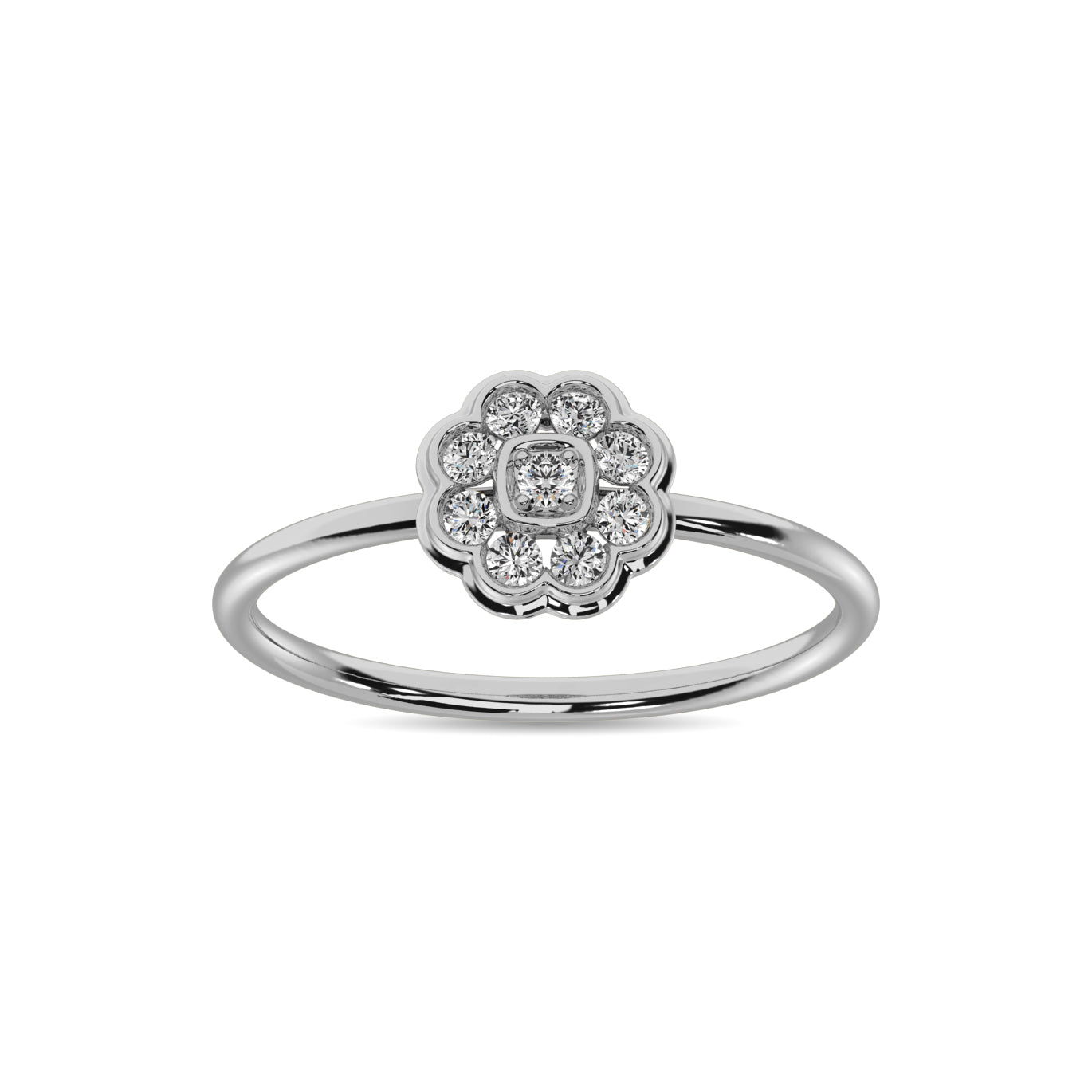 Diamond 1/4 ct tw Flower Ring in 10K White Gold