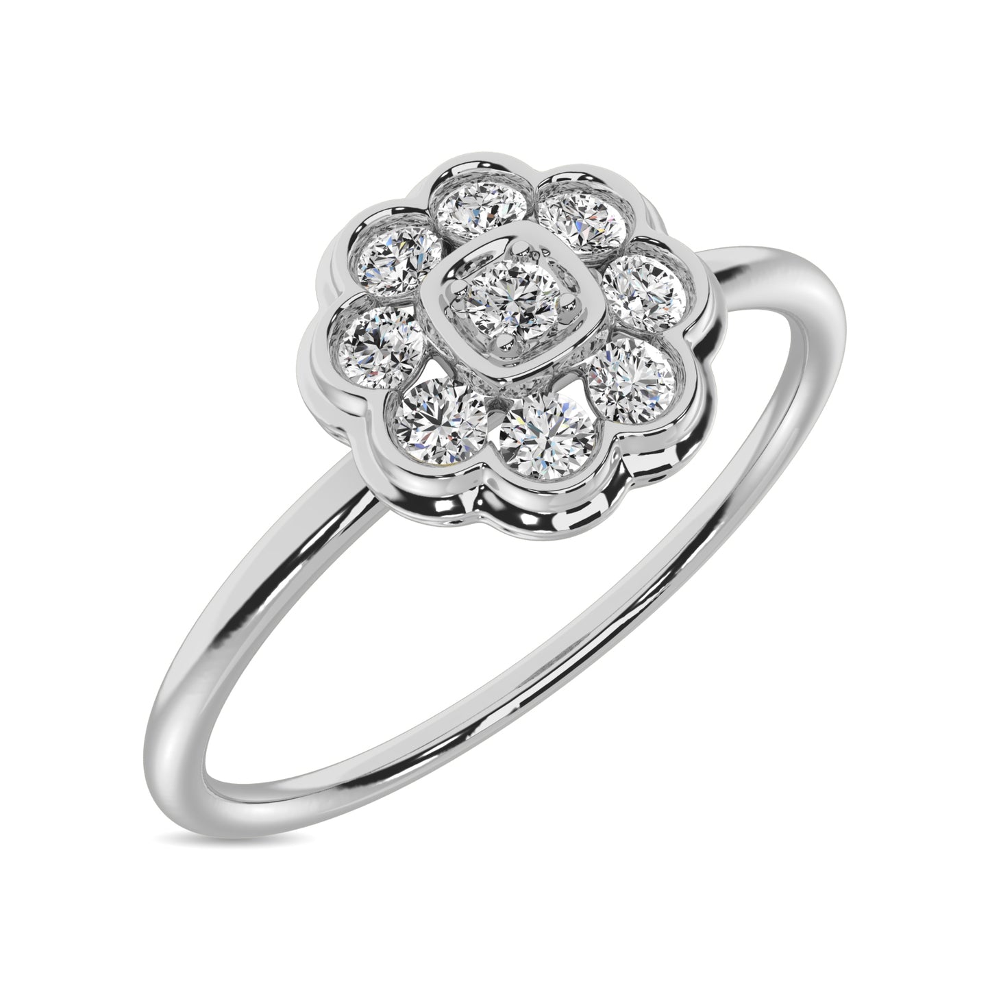 Diamond 1/4 ct tw Flower Ring in 10K White Gold