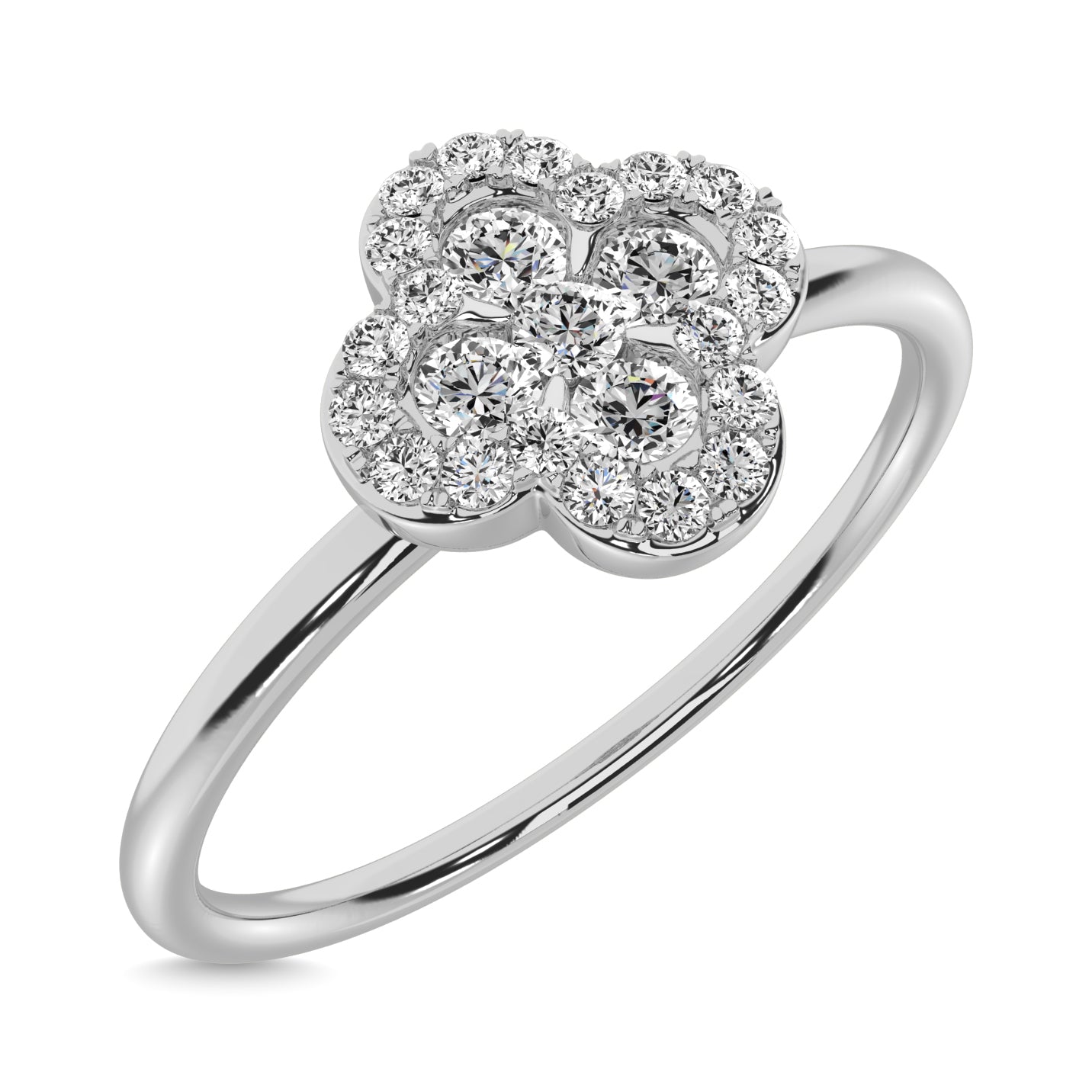 Diamond 1/4 ct tw Clover Ring in 14K White Gold